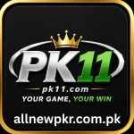 PK11 Game logo featuring a professional black, green, silver, and gold design with a crown and PK11 branding.