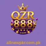QZR 888 slot game symbol with three BAR icons and the website URL allnewpkr.com.pk