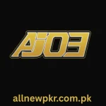 AJ03 Game logo in bold gold and black lettering on a dark background