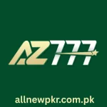 AZ777 Game Logo on dark green background with gold and white text