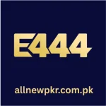 E444 Game Logo in gold text on dark blue background